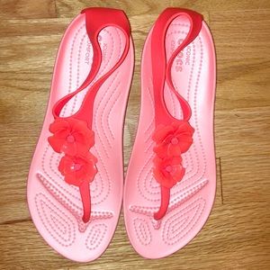 🌸 🌺Pink croc sandals flip flops with pink 🌺